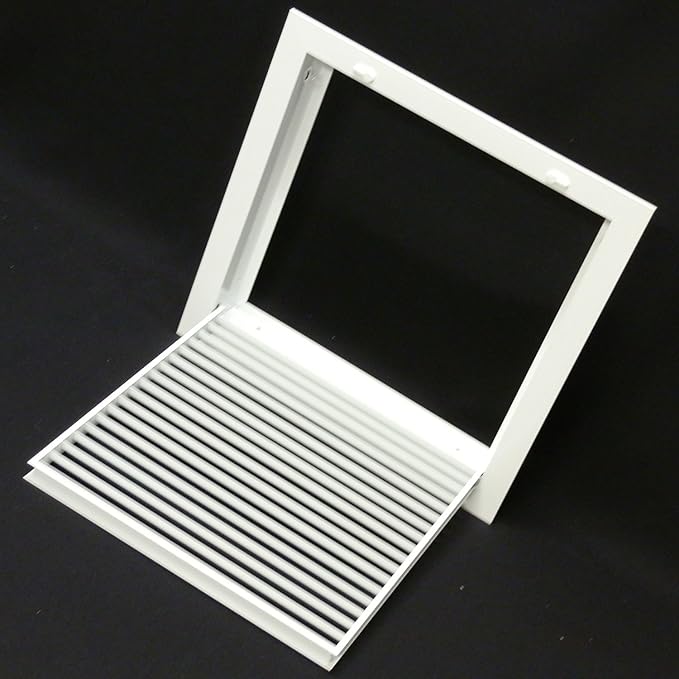 HVAC Premium 10" X 10" Aluminum Return Filter Grille for 1" Filter - Easy Airflow - Linear Bar Grilles [Outer Dimensions: 12.5"w X 12.5h"]