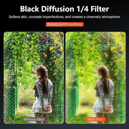 AMAZEAR Black Diffusion 1/4 Filter for Insta360 GO Ultra Accessories Pro Mist Style Lens Filter to Soften Skin & Create Cinematic Glowing Highlights, Reduce Harsh Contrast, HD Optical Glass