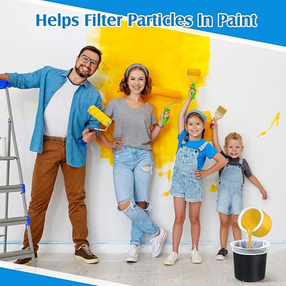 Boao 120 Pieces Paint Strainer Bags White Fine Mesh Filters Bag Bucket Elastic Opening Strainer Bags Hydroponic Paint Filter Bag for Paint Gardening (1 Gallon)