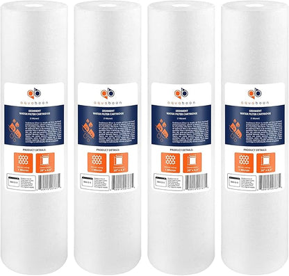 Aquaboon 1 Micron 20 x 4.5 Sediment Water Filter Replacement Cartridge | Whole House Sediment Filtration | Compatible with AP810-2, SDC-45-2005, FPMB5-20, P5-20, FP25B, 155358-43, 4 Pack