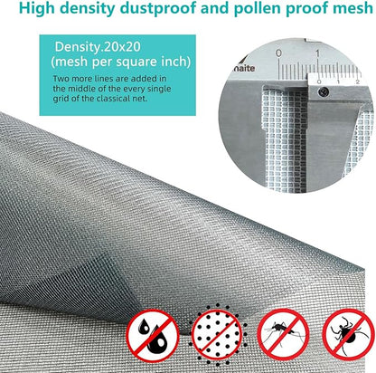 High Density dustproof and Pollen Proof net Window Screen mesh roll Used to Replace Screen Windows and Doors (Grey high-Density mesh,787''×37''(2000×95cm)
