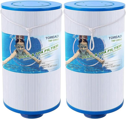 TOREAD Spa Filter Replaces Watkins 303279, FC-2402, PFF42TC-P4, 78460, Lifesmart, Freeflow, AquaTerra Hot Tub Filters, 1 1/2" MPT Thread Fine Thread, 2 Pack