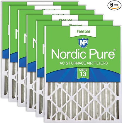 Nordic Pure 16x25x4 (Actual Size: 15 1/2 x 24 1/2 x 3 5/8) Pleated MERV 13 Air Filters 6 Pack