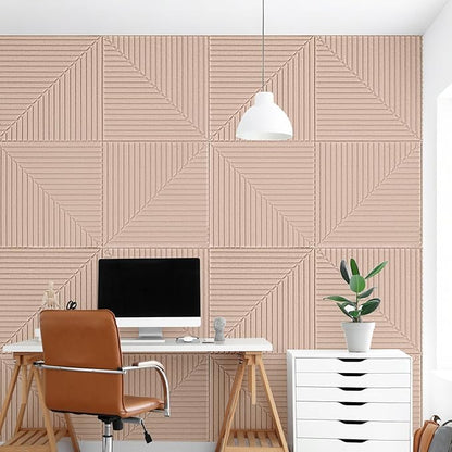 Art3d 6-Pack Self-Adhesive Acoustic Wall Panels for Home Décor, 24 x 24 Inch Soundproofing Panels for Office Studio Bedroom - High Noise Absorption Polyester Fiber, Camel