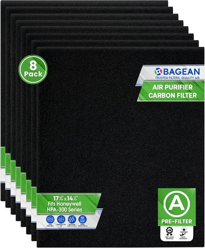 Bagean HPA300 Carbon Pre Filter A Compatible with Honeywell Air Purifier Filter Replacement - Fits HPA300 HPA5350 HPA5300B Series - Activated Prefilter A Absorbs Odor & Filters Freshen the Home (8-Pk)