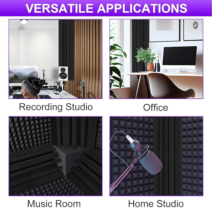 TroyStudio Bass Traps - 12 Pcs 4 X 4 X 12 Inches Dense Thick Studio Bass Foam Corner, Acoustic Treatment Panel Absorbing Echo Reverb, Low Frequency Sound Absorber for Music Room Home Recording Studio