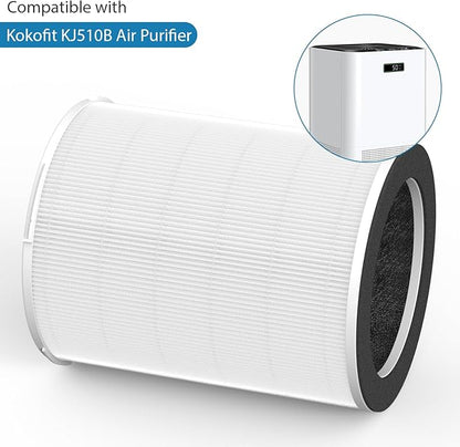 2-Pack KJ510B Replacement Filter Compatible with Kokofit KJ510B Purifier, 3-in-1 Filtration System