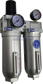 SUPER HEAVY DUTY HIGH FLOW AIR FILTRATION SYSTEM, 2 STAGE PARTICULATE FILTER PLUS OIL REMOVING COALESCING FILTER COMBINATION (3/4" NPT, MANUAL DRAIN)