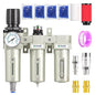 TAILONZ PNEUMATIC 0-240PSI 1/2 Inch NPT Grade Three Stage Industrial Air Drying System, Particulate Filter, Coalescing Filter, Desiccant Dryer and Air Regulator (Automatic Drainage）