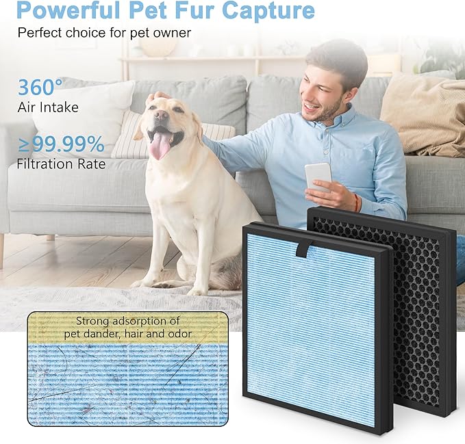 AP303 AP304 Replacement Filters, Compatible with DAYETTE ＆ FRESHDEW Air Purifier AP303/AP304, H14 HEPA Filter with Activated Carbon, 2 Pack (Wildfire Filter)