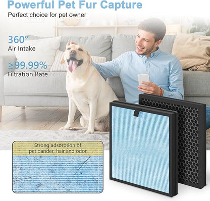 AP303 AP304 Replacement Filters, Compatible with DAYETTE ＆ FRESHDEW Air Purifier AP303/AP304, H14 HEPA Filter with Activated Carbon, 2 Pack (Wildfire Filter)