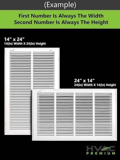 HVAC Premium 25 x 18 Duct Opening Steel Return Air Filter Grille, for 1-inch Filter, Removable Door, Flat Stamped HVAC Vent Cover Grille, Outer Dimensions 27.5 x 20.5