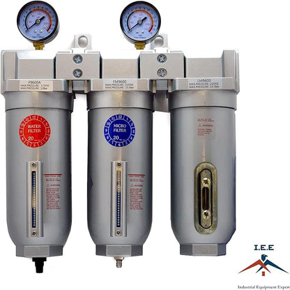1" Inline Compressed Air Regulator Filter Desiccant Dryer Moisture Separator 4 Stage In Line Air Filtration System