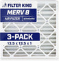 Filter King 13.5x13.5x1 Air Filter | 3-PACK | MERV 8 HVAC Pleated A/C Furnace Filters | MADE IN USA | Actual Size: 13.5 x 13.5 x .75"