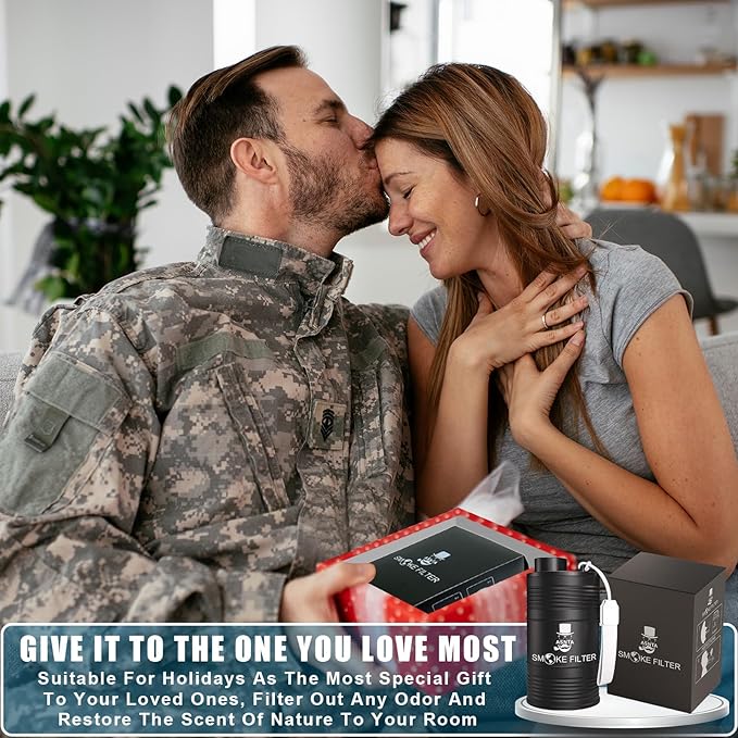 Metal Housing Personal Filter - Effectively Captures Smoke and Removes Odors,Long-Term Use, Equipped with Replaceable Cartridge (Filter)