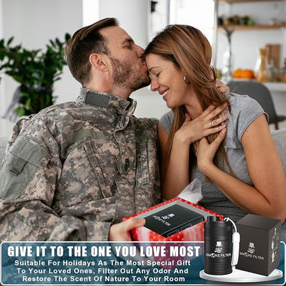 Metal Housing Personal Filter - Effectively Captures Smoke and Removes Odors,Long-Term Use, Equipped with Replaceable Cartridge (Filter)