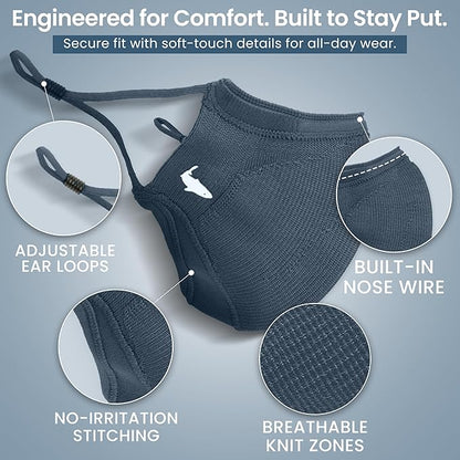 INHERENT Premium Traveler's Face Mask with Anti-Odor SILVERbac | Reusable, Adjustable, Comfortable