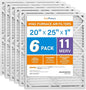 LotFancy 20x25x1 Air Filter MERV 11 6-Pack, Electrostatic Pleated AC Furnace Air Filter, Captures Dust, Smog & Pet Dander, Actual Size: 19.75"x23.75"x0.75"