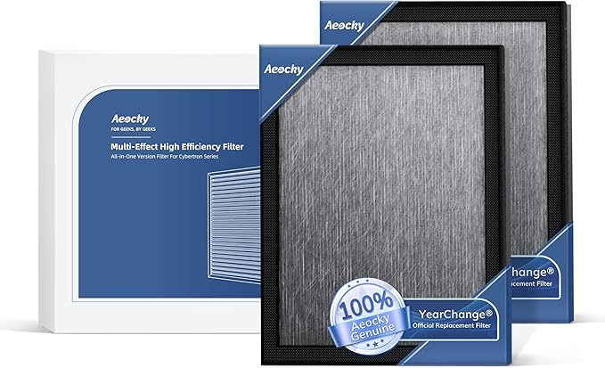 Air Filter for Model:Cybertron, 5-in-1 Filter with Washable Pre-Filter, for Pollen Wildfire Smoke Dust Pet Dander Odor and Household Pollutants, 2 Pack