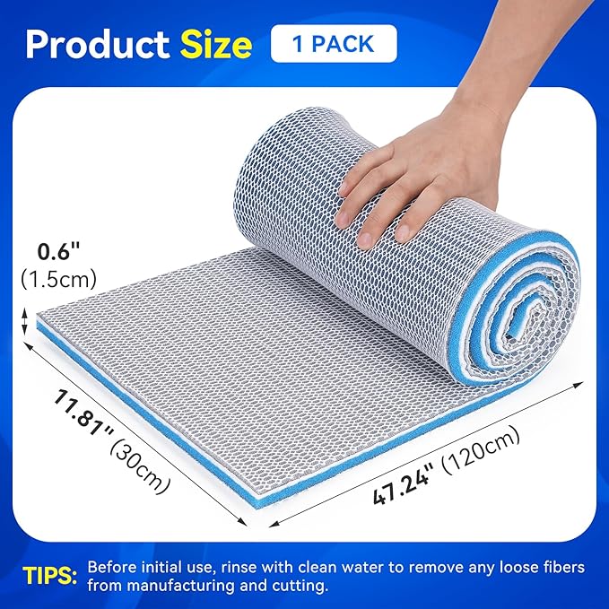 Borlech 8-Layer Fast-Acting Aquarium Filter Pad - Cut-to-Size Aquarium Floss Media for Fish Tank, Pond, Sump - Fast Water Polishing in Hours (47.24"x11.81"x0.6")