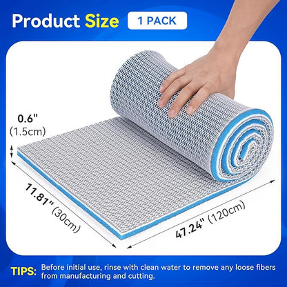 Borlech 8-Layer Fast-Acting Aquarium Filter Pad - Cut-to-Size Aquarium Floss Media for Fish Tank, Pond, Sump - Fast Water Polishing in Hours (47.24"x11.81"x0.6")