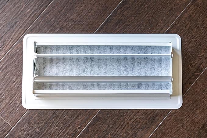 Duck Brand Air Vent Filters, Reduce Airborne Particles like Dust, Dander, Pollen and Trap Debris in your Ventilation System, Air Register Vent Filters for Home, 4 In. x 12 In., 12-Pack, White