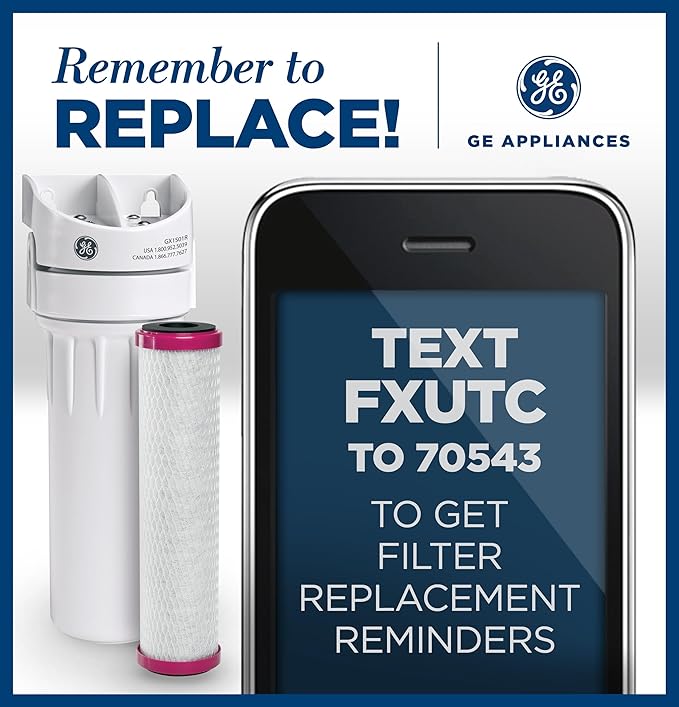 GE Basic Single Stage Drinking Water System Replacement Filter, Fits GX1S01R Under Sink Filtration System, Replace Every 6 Months, FXUTC