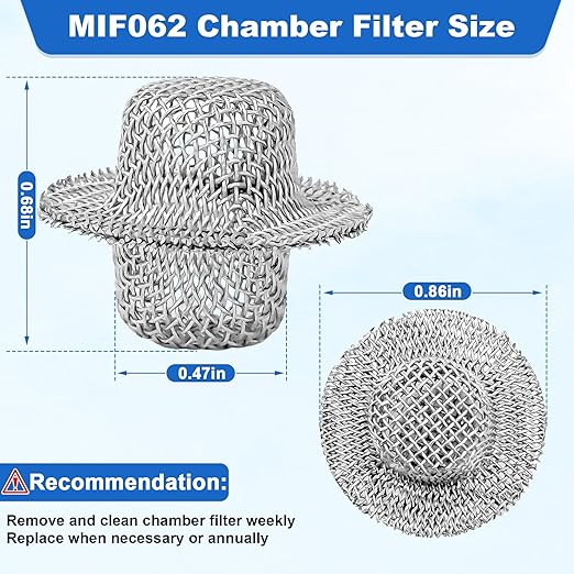 2 Pack MIF062 Fill/Vent Mesh Chamber Filter Compatible with Midmark, MIF062 Screen Filter Replacement M9/M9D, M11/M1D,1730E, 1730EK, 1730M, MIK072, MIK080