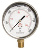 4" Oil Filled Pressure Gauge - Stainless Steel Case, Brass, 1/2" NPT, Lower Mount Connection, 0-3,000PSI
