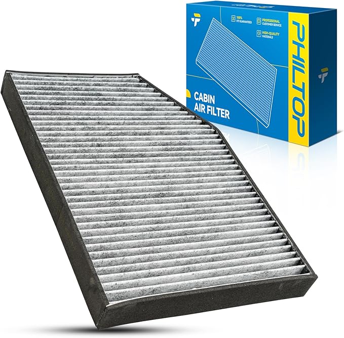 PHILTOP Cabin Air Filter w/Activated Carbon, Compatible with CF12553 BMW X3 2018-2024, 330i xDrive 2019-2024, X4 2019-2024, Z4 2019-2024, Toyota GR Supra 2020-2024, Filter Up Dust Pollen Odor