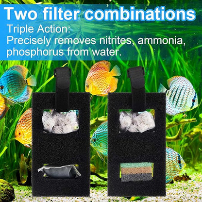 4 Set/48 Pcs Aquarium Filter Compatible with Fluval Spec(3, 5 Gal) Evo(5 Gal) Flex(9 Gallon), Activated Carbon, Foam Filter,Ammonia/Phosphate/Nitrite Remover Pad,Ceramic Ring,Cord, Grease,Bag