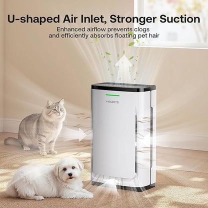 Pet Air Purifier Large Home up to 4200 sq ft, Suck up Floating Cat Dog Hair, 7-Stage Filter Anion Activated Carbon HEPA Air Purifiers WiFi for Dander Odor Allergies Smoke Dust, Zero Ozone, P339 White