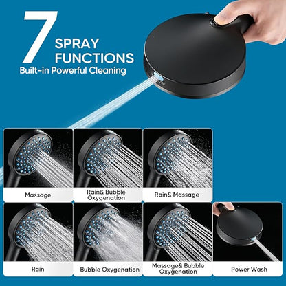 Cobbe Filtered Shower Head with Handheld, High Pressure 7-mode Showerhead with Filters for Hard Water - Remove Chlorine - Reduces Dry Itchy Skin, Patented Paddle Shift Design, Black