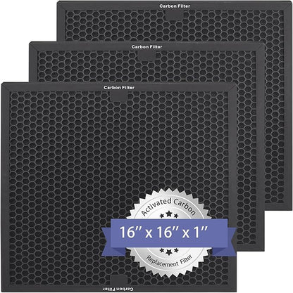 Air Scrubber Active Carbon Filters Compatible with BlueDri, VEVOR and Dri-Eaz Air Purifier, for Drieaz HEPA500 16'' x 16'' x 1'' inches（3 Pack）