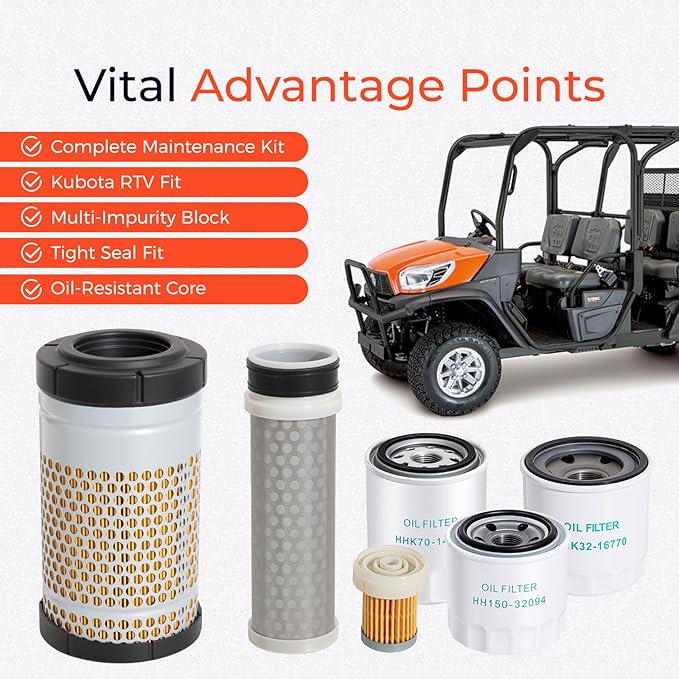 77700-05389 Kubota RTV Maintenance Filter Kit Compatible with Kubota RTV-X1140 RTV-X1100C RTV-X1120D Utility Vehicle Replaces HH150-32094 6A320-59930 HHK70-14070 1G319-11210 HHK32-16770