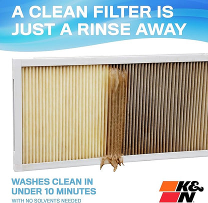 K&N 16x20x1 HVAC Furnace Air Filter, Lasts a Lifetime, Washable, Merv 11, the Last HVAC Filter You Will Ever Buy, Breathe Safely at Home or in the Office, HVC-11620