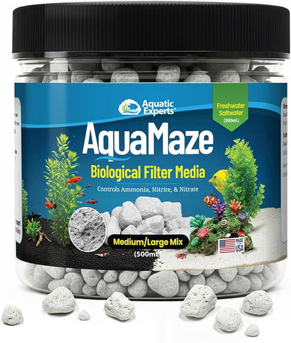 Aquatic Experts AquaMaze Aquarium Bio Media – 500 mL for Freshwater & Saltwater Tanks, Compatible with Canister, Sump & HOB Filters