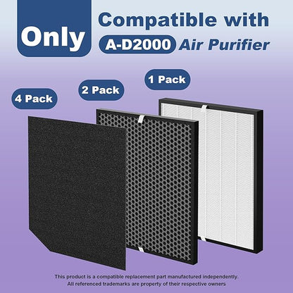 (7 Pack) Replacement Filter Compatible with AD2000 Air Puri-fier, Includes 1 High Performance Filters + 2 Carbon Replacement Filters + 4 Pre-filters