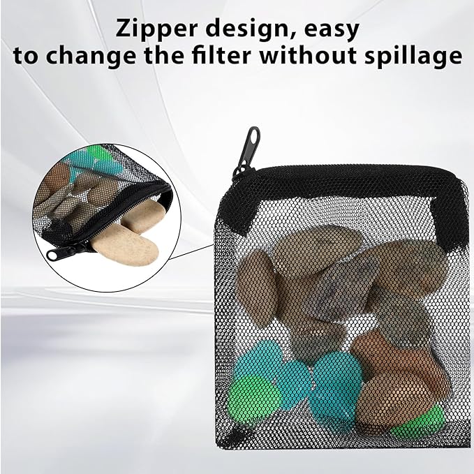 10PCS Aquarium Filter Media Bags, 3x4 Inch Fish Tank Media Mesh Filter Bags, Reusable Mesh Filters Bag for Activated Carbon, Filter-Stones and Ceramic Rings, Black Mesh-Net Filters Bag with Zipper
