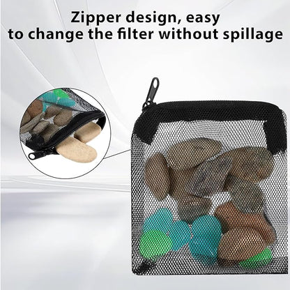10PCS Aquarium Filter Media Bags, 3x4 Inch Fish Tank Media Mesh Filter Bags, Reusable Mesh Filters Bag for Activated Carbon, Filter-Stones and Ceramic Rings, Black Mesh-Net Filters Bag with Zipper