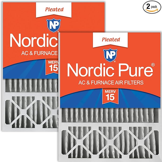 Nordic Pure 20x25x5 (Actual Size: 19 7/8 x 24 7/8 x 4 3/8) Honeywell/Lennox Replacement MERV 15 Air Filters 2 Pack