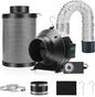 MELONFARM Air Filtration Kit, 4" 190 CFM Inline Duct Fan with Speed Controller, 12" High Carbon Filter, 8 Ft Ducting & Rubber Coupler, Air Cooling and Filtration Kit for Grow Tent, Hydroponics