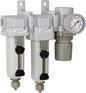 PneumaticPlus SAU330-N03G-MEP Three Stage Compressed Air Drying System - Particulate Air Filter, Coalescing Filter, Air Pressure Regulator Combo 3/8" NPT - Metal Bowl, Manual Drain, Gauge