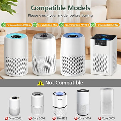 AP100 AP102 Pet Care Filter Compatible with AromaRoom AP100/AP102, Core Mini Air Purifi-ers, 3-IN-1 HEPA Filter and Activated Carbon Filter, 2 Pack (Yellow)