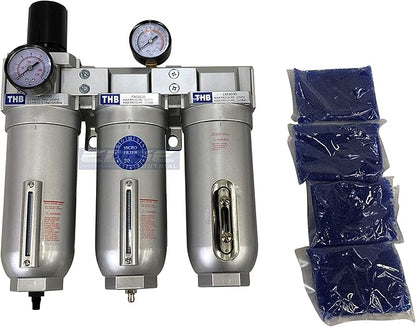SUPER HEAVY DUTY HIGH FLOW AIR FILTRATION SYSTEM, 2 STAGE PARTICULATE FILTER PLUS OIL REMOVING COALESCING FILTER COMBINATION (1/2" NPT, AUTO DRAIN)