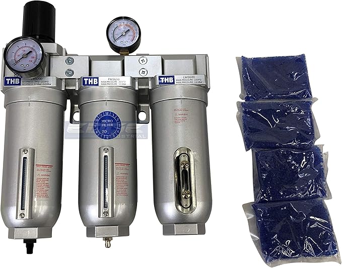 SUPER HEAVY DUTY HIGH FLOW AIR FILTRATION SYSTEM, 2 STAGE PARTICULATE FILTER PLUS OIL REMOVING COALESCING FILTER COMBINATION (1" NPT, AUTO DRAIN)