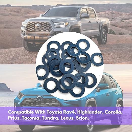 25PCS Oil Drain Plug Gasket Replacement for Toyota Lexus Tacoma Camry Collora Oil Crush Washers Seals 90430-12031 (M12-TOYOTA)