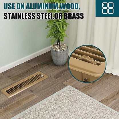 VOISEN Floor Register 2x12, 6 Pack Floor Vent Covers, Steel Adjustable Air Supply Grille Register Vent Cover Grill for Sidewall and Floor, Vent Covers for Home Floor,Brown