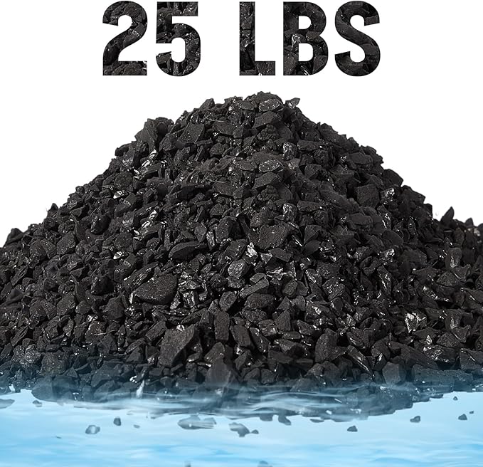 Timgle Bulk Water Air Filter Activated Charcoal Coconut Hull Granular Activated Carbon 10-18 Mesh Water Distiller Charcoal Filters Media for Filtration(25 Lbs)