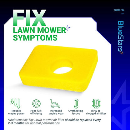 BlueStars 6 Pcs 799579 Air Cleaner Foam Filter - Compatible with 09P602 09P702 550e-550ex Series 09P000 08P000 Engine Lawn Mower - Replaces for BS 4248 5434 799579